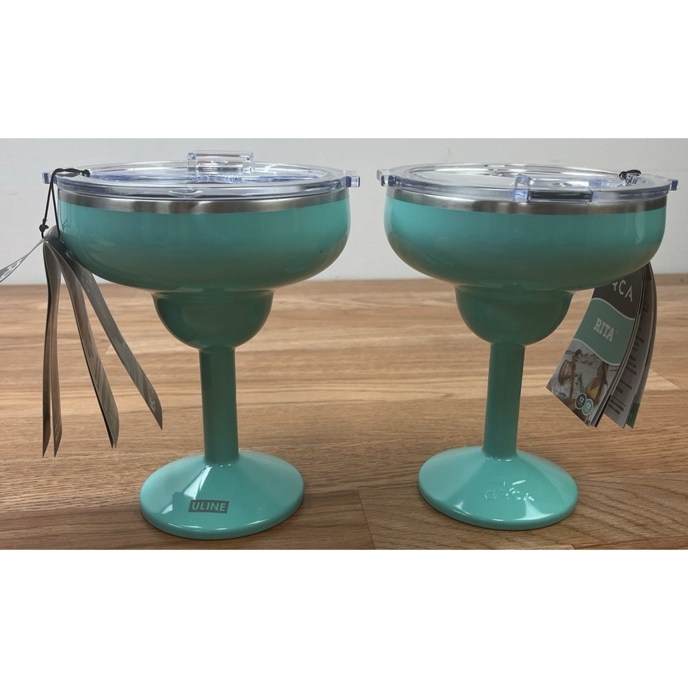 Set of 2 ORCA Rita 13oz Insulated Stainless Steel Margarita Tumblers w/ Lids NEW